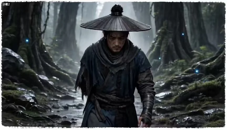 林越在雾林中行走的剧情画面